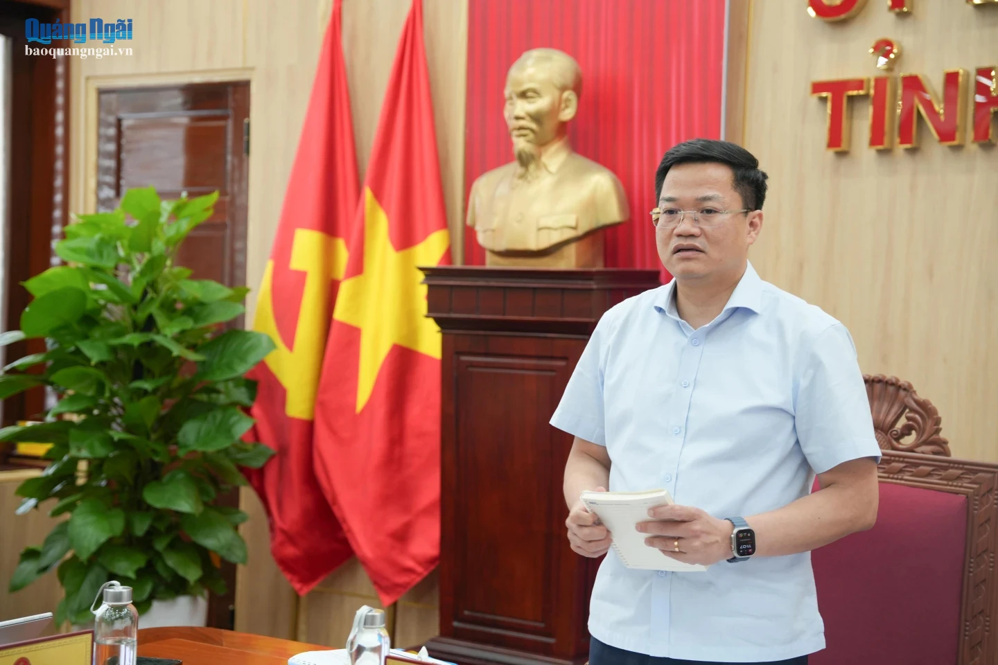 Phó Bí thư Tỉnh ủy, Chủ tịch UBND tỉnh Nguyễn Đức Tâm phát biểu kết luận cuộc họp.