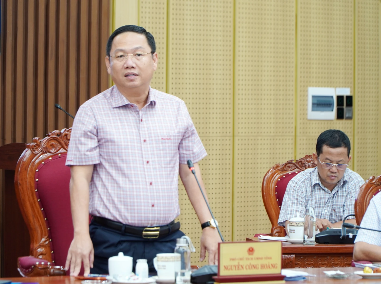 Phó Chủ tịch UBND tỉnh Nguyễn Công Hoàng phát biểu tại buổi làm việc.