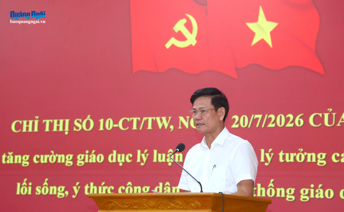 Ủy viên Ban Thường vụ, Trưởng Ban Tuyên giáo và Dân vận Tỉnh ủy Ngô Văn Trọng quán triệt Chỉ thị số 10 ngày 20/7/2026 của Bộ Chính trị.