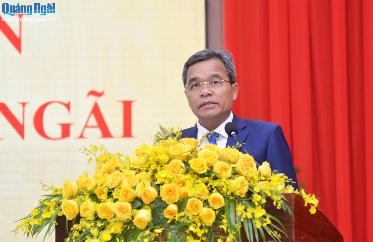 Ủy viên Trung ương Đảng, Bí thư Tỉnh ủy Hồ Văn Niên phát biểu tại buổi lễ.