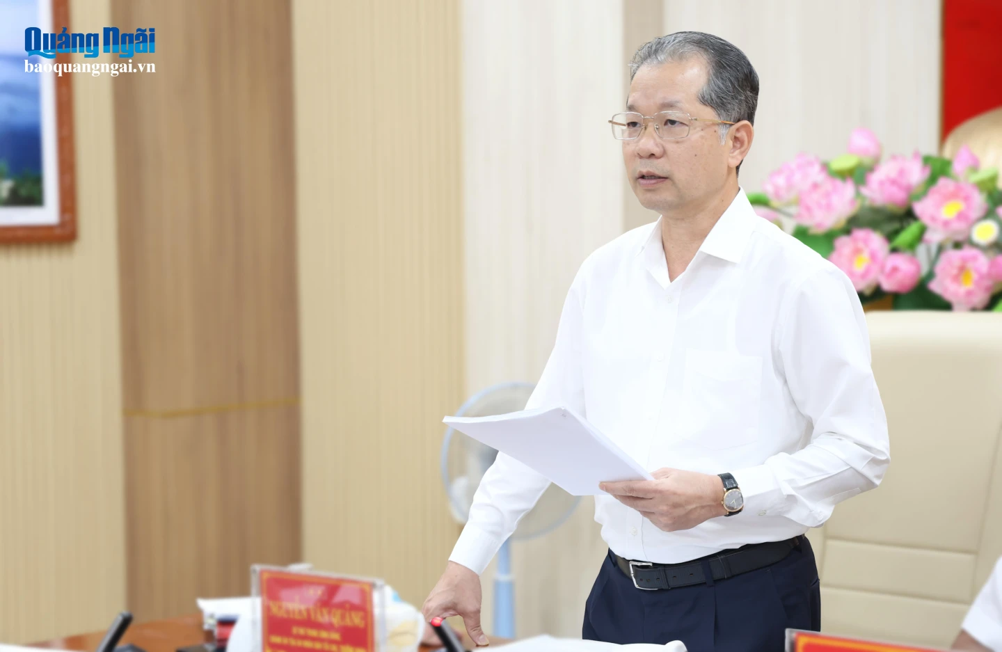 Bí thư Trung ương Đảng, Chánh án Tòa án nhân dân tối cao Nguyễn Văn Quảng phát biểu tại buổi làm việc.