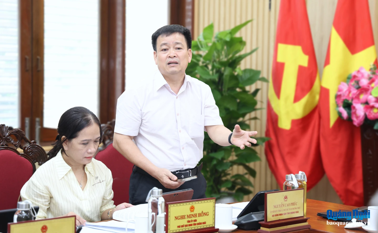 Ủy viên Ban Thường vụ Tỉnh ủy, Phó Chủ tịch Thường trực HĐND tỉnh Nguyễn Cao Phúc phát biểu tại hội nghị.
