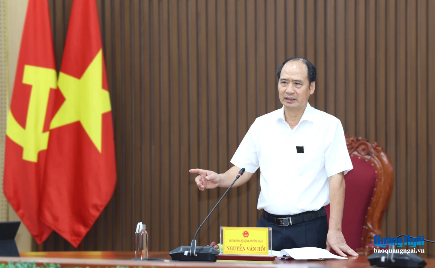 Thứ trưởng Bộ Nội vụ Nguyễn Văn Hồi phát biểu kết luận buổi làm việc.
