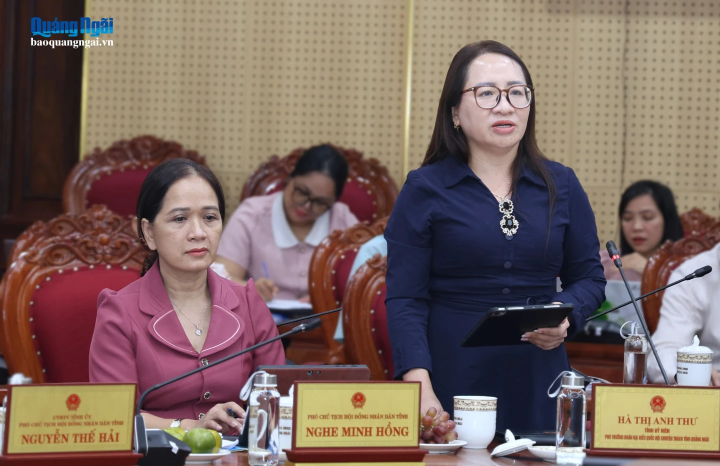 Các đại biểu tham gia ý kiến tại buổi làm việc.