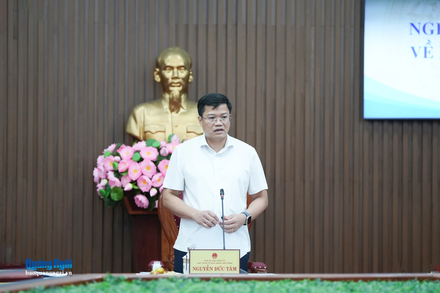 Phó Bí thư Tỉnh ủy, Chủ tịch UBND tỉnh Nguyễn Đức Tâm phát biểu kết luận tại cuộc họp.