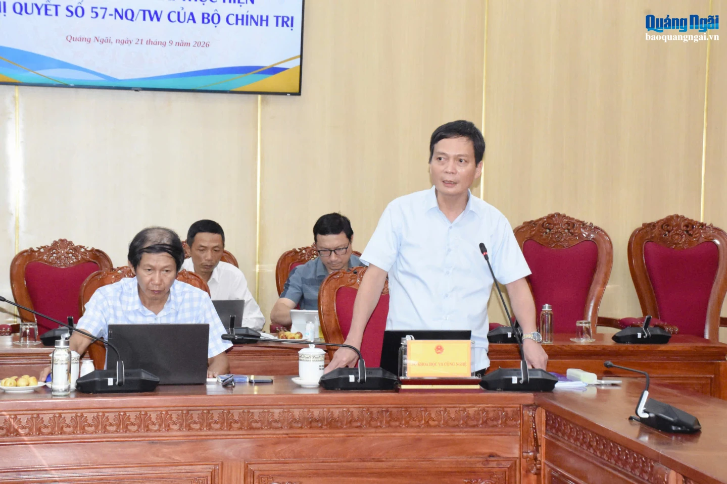 Ông Nguyễn Tấn Liêm - Giám đốc Sở KH&CN, phát biểu tại cuộc họp.