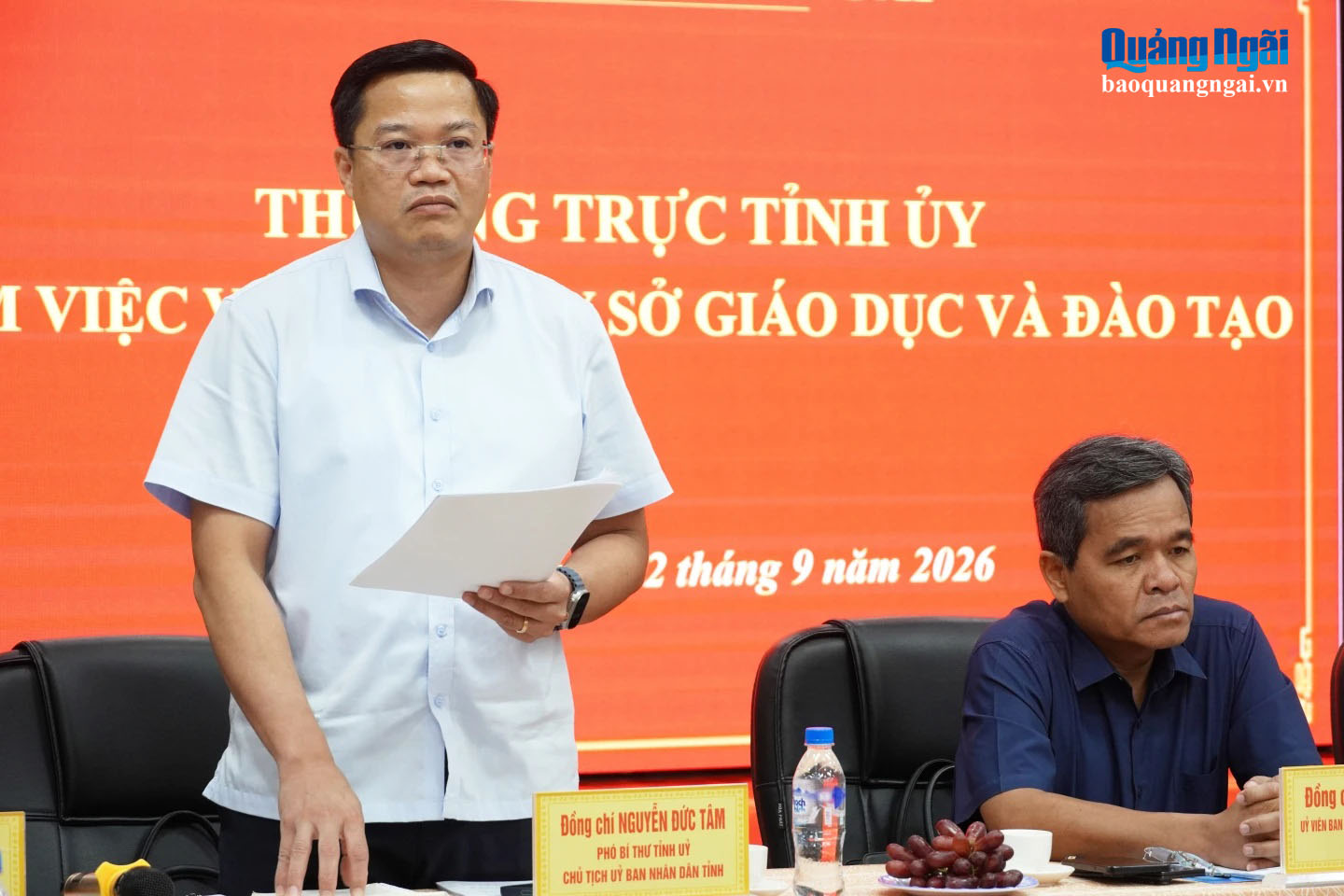 Phó Bí thư Tỉnh ủy, Chủ tịch UBND tỉnh Nguyễn Đức Tâm phát biểu tại buổi làm việc.