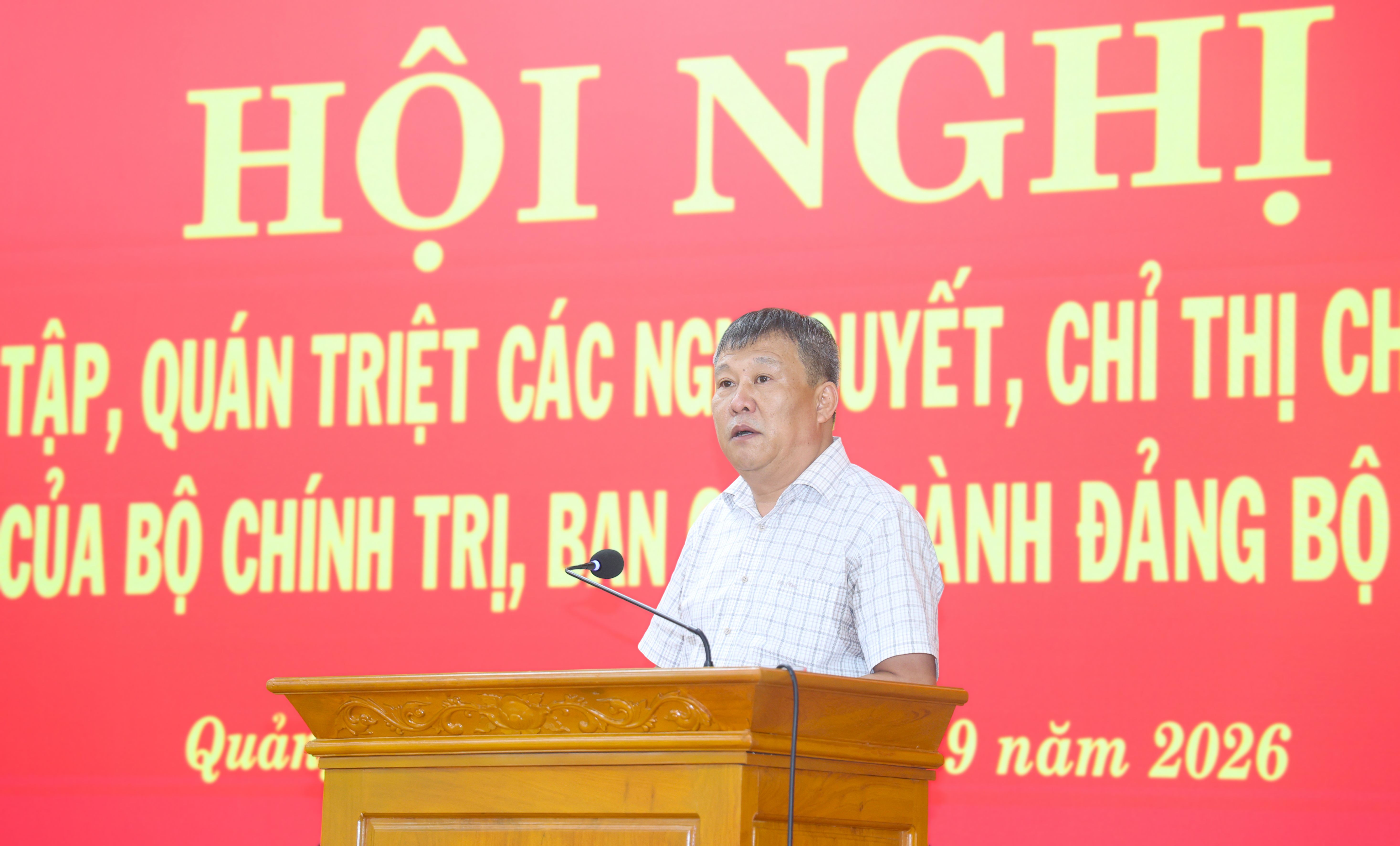 Ủy viên Ban Thường vụ, Chủ nhiệm Ủy ban Kiểm tra Tỉnh ủy Thái Thanh Bình quán triệt Kế hoạch số 05 ngày 26/7/2026 của Bộ Chính trị.