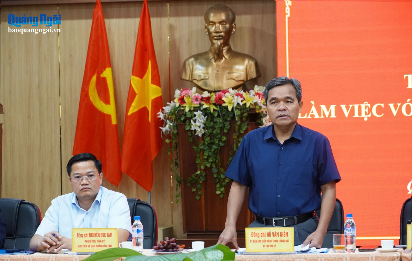 Ủy viên Trung ương Đảng, Bí thư Tỉnh ủy Hồ Văn Niên phát biểu chỉ đạo tại buổi làm việc.