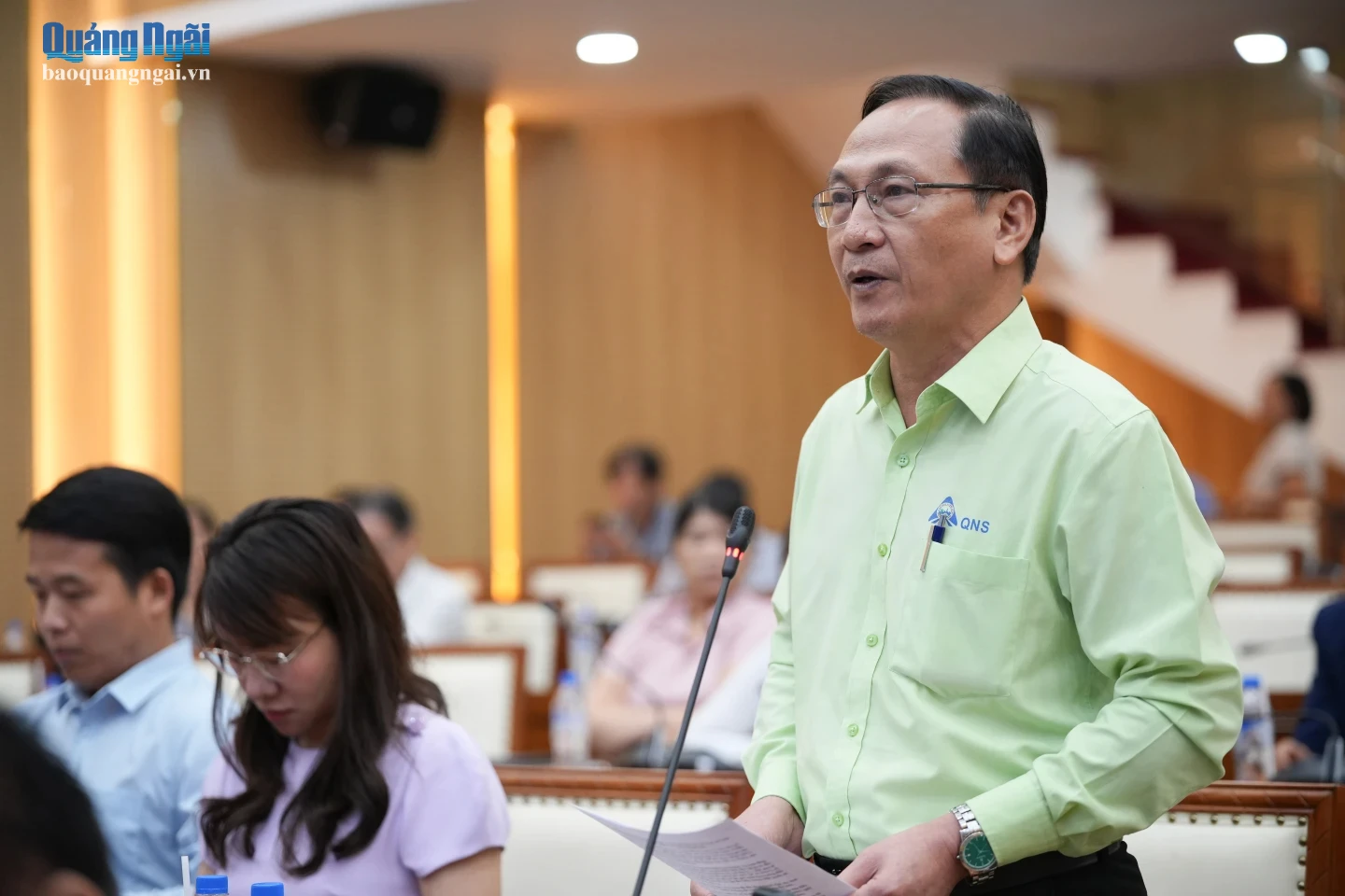 Đại diện Công ty CP Đường Quảng Ngãi nêu ý kiến tại buổi làm việc. ẢNH: TH.HẬU