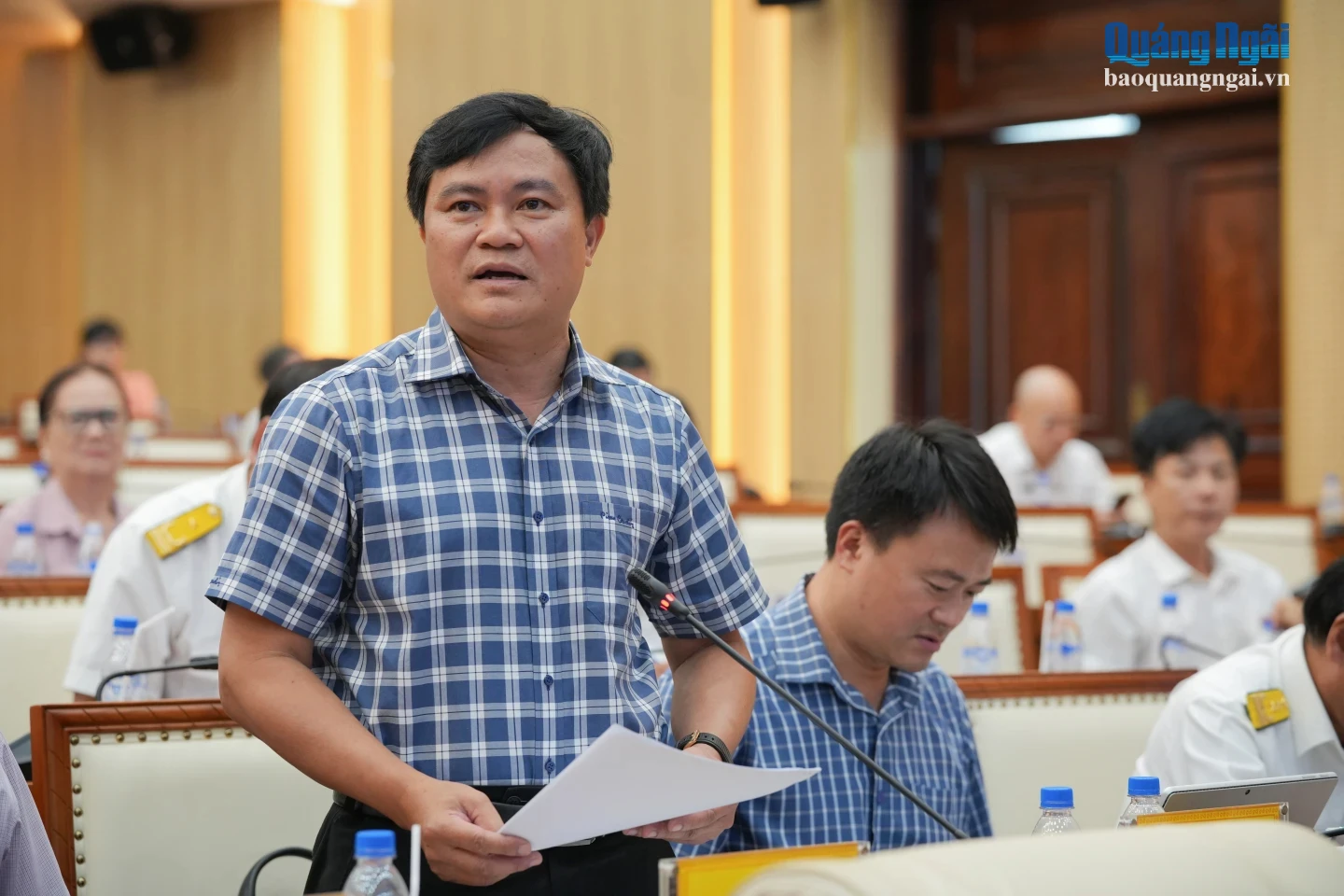 Lãnh đạo các Sở Tài chính (ảnh trên), Nông nghiệp và Môi trường phát biểu tại buổi làm việc. ẢNH: TH.HẬU