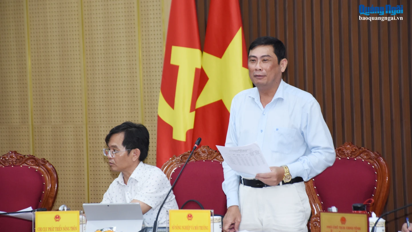 Lãnh đạo Sở Nông nghiệp và Môi trường báo cáo tại cuộc họp.