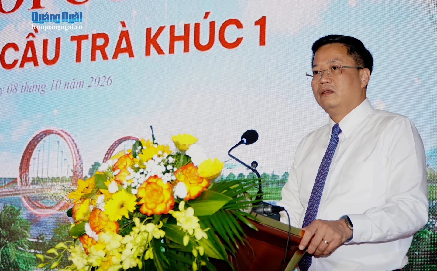 Phó Bí thư Tỉnh ủy, Chủ tịch UBND tỉnh Nguyễn Đức Tâm phát biểu tại lễ khởi công.