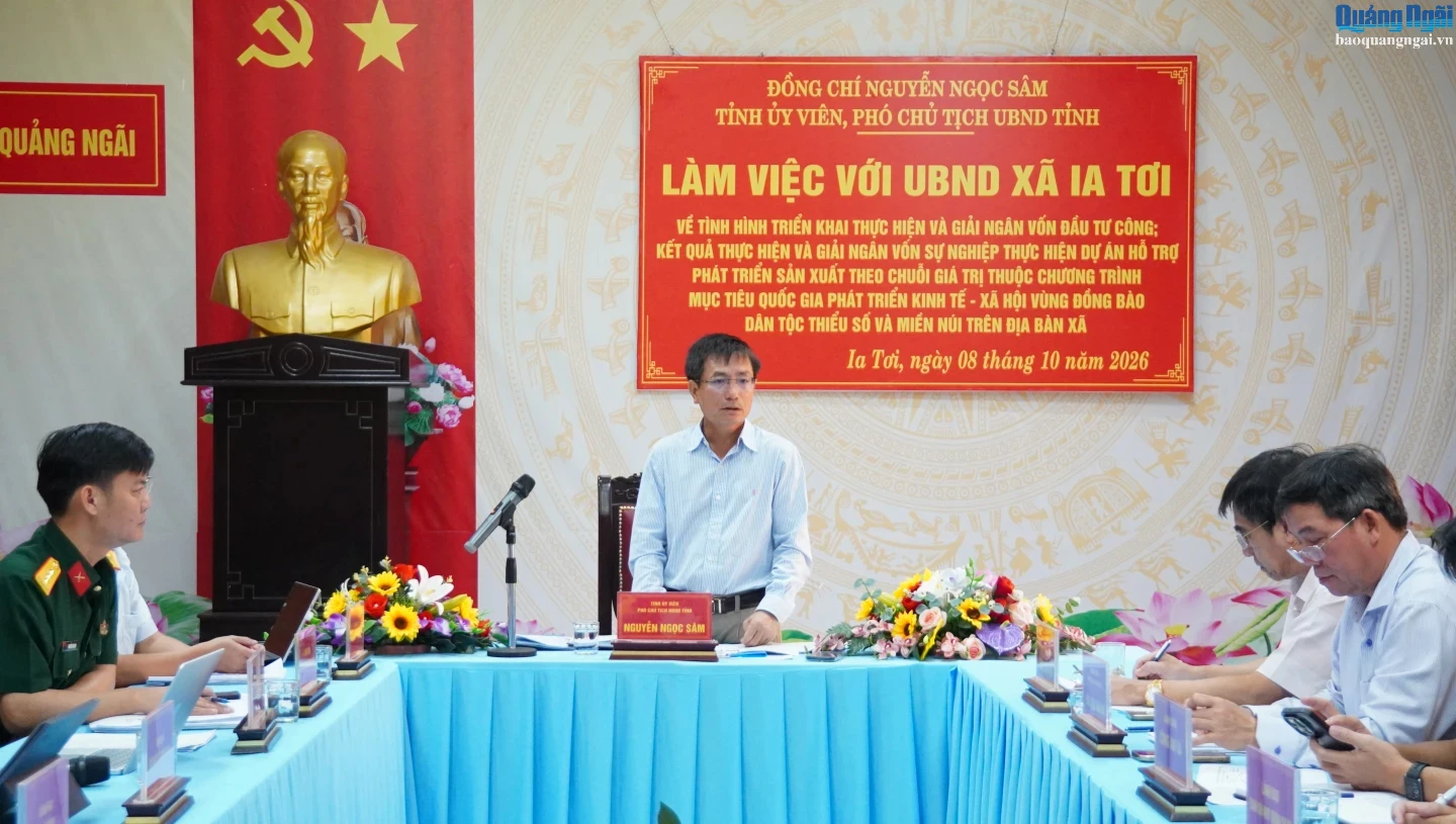 Phó Chủ tịch UBND tỉnh Nguyễn Ngọc Sâm chủ trì buổi làm việc.