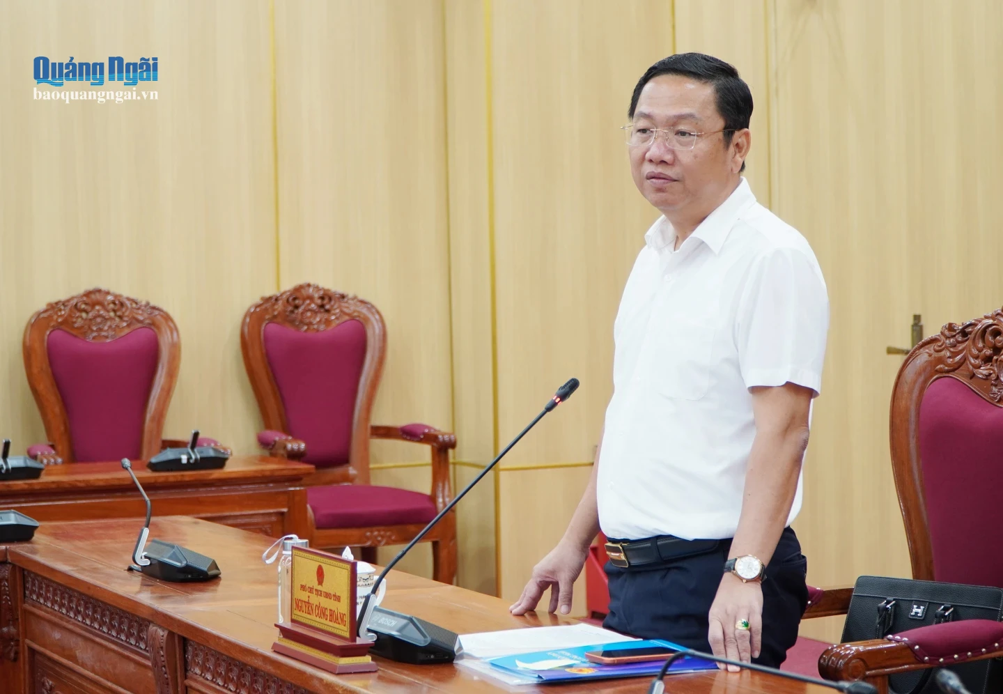 Phó Chủ tịch UBND tỉnh Nguyễn Công Hoàng phát biểu kết luận cuộc họp.