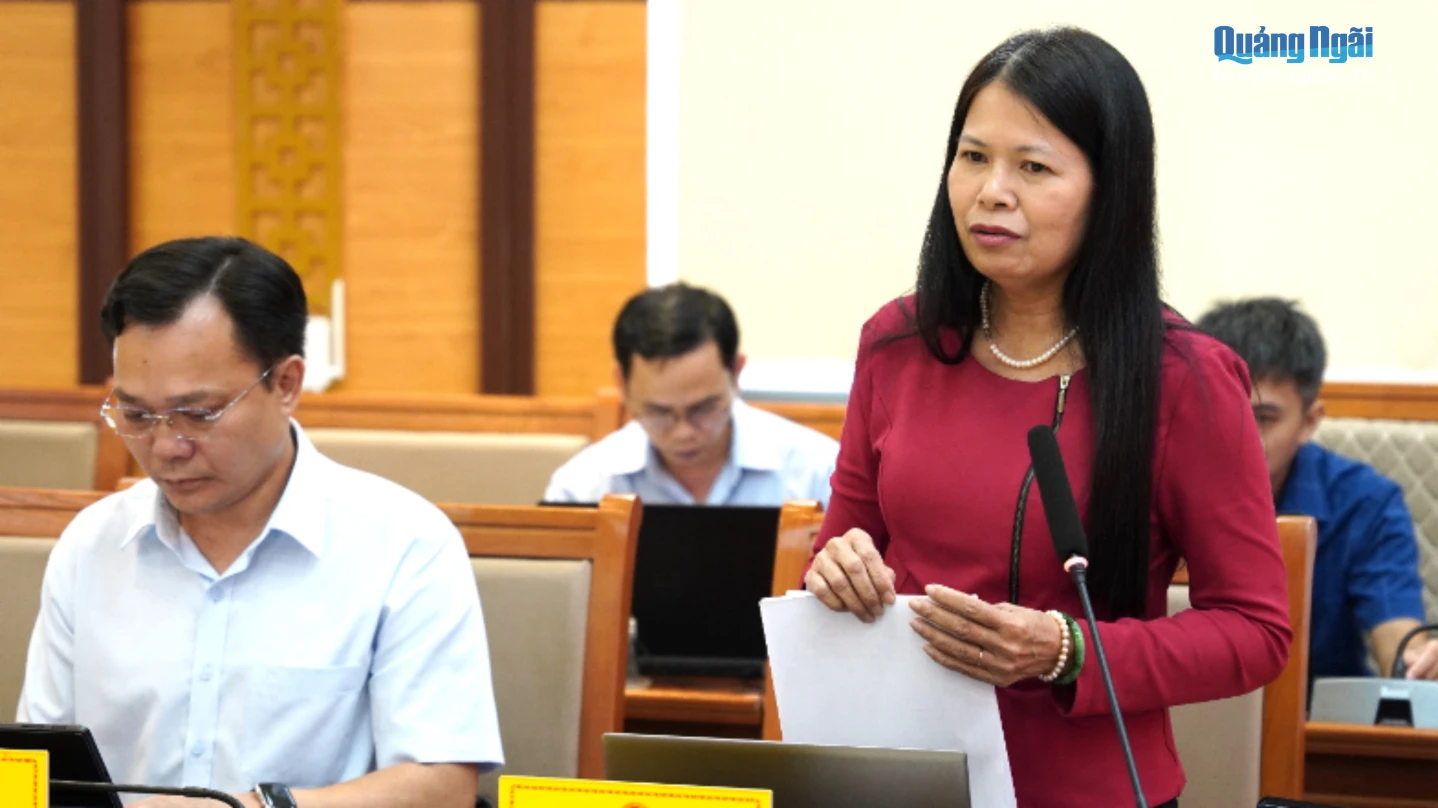Bà Vũ Thị Liên Hương - Phó Giám đốc Sở Giáo dục và Đào tạo phát biểu tại buổi làm việc.