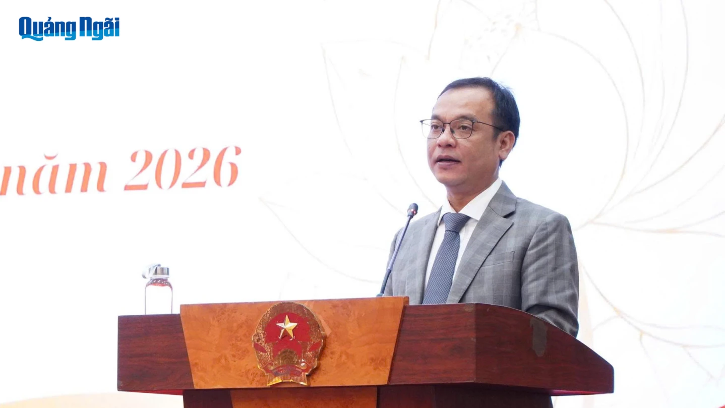 Ủy viên dự khuyết Trung ương Đảng, Phó Bí thư Thường trực Tỉnh ủy, Chủ tịch Ủy ban MTTQ Việt Nam tỉnh U Huấn phát biểu tại buổi lễ.