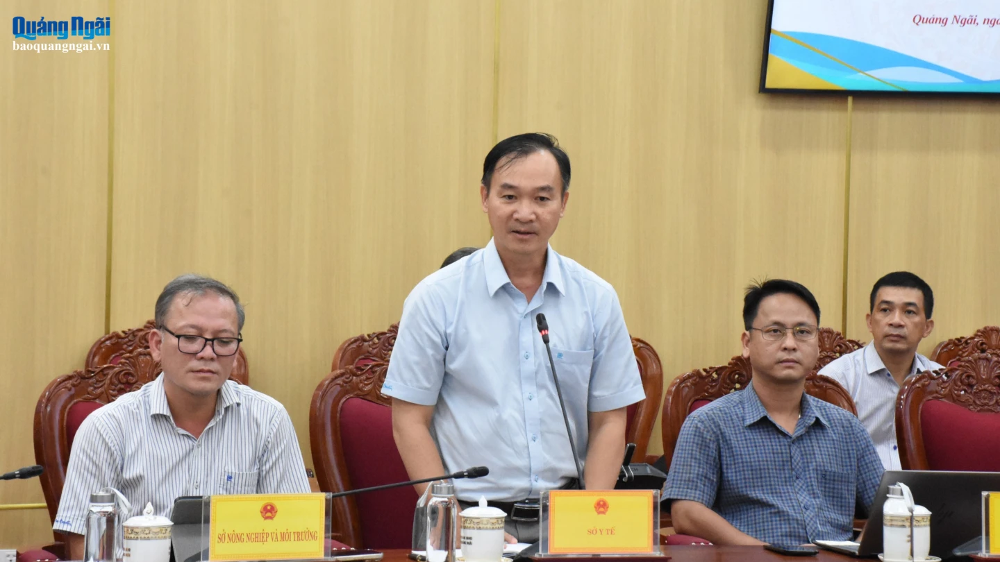Thạc sĩ, bác sĩ chuyên khoa II Đỗ Ngọc Hòa - Phó Giám đốc Sở Y tế báo cáo tại cuộc họp.