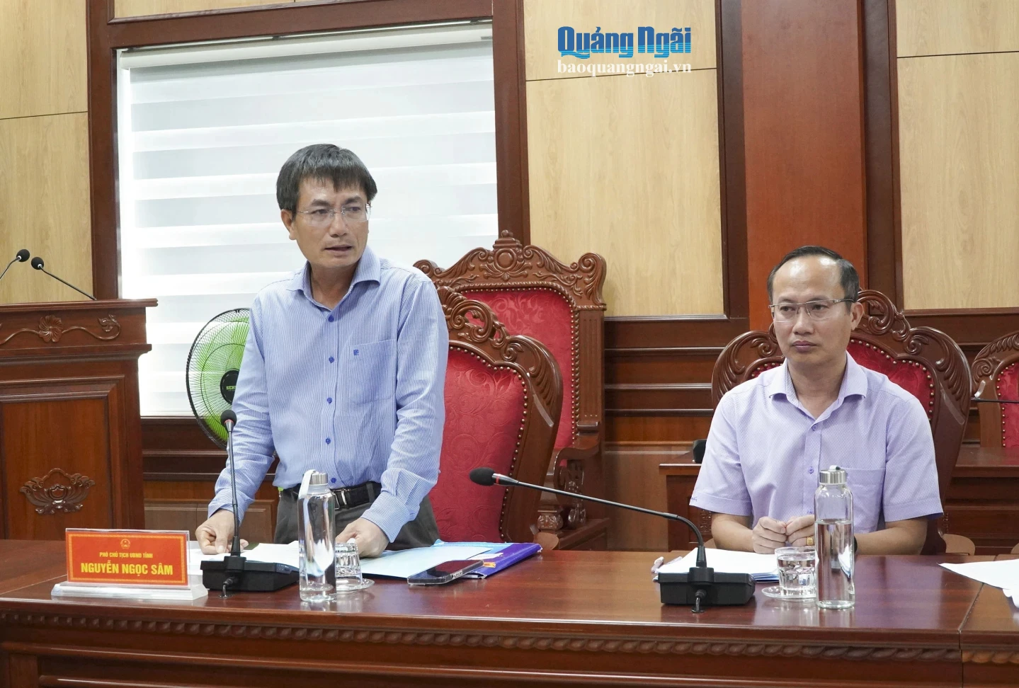 Phó Chủ tịch UBND tỉnh Nguyễn Ngọc Sâm nêu ý kiến tại buổi làm việc.