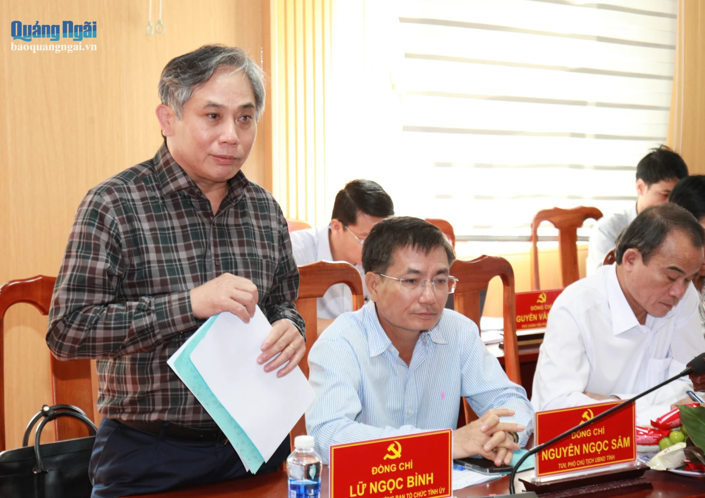 Ủy viên Ban Thường vụ, Trưởng Ban Tổ chức Tỉnh ủy Lữ Ngọc Bình phát biểu tại buổi làm việc.