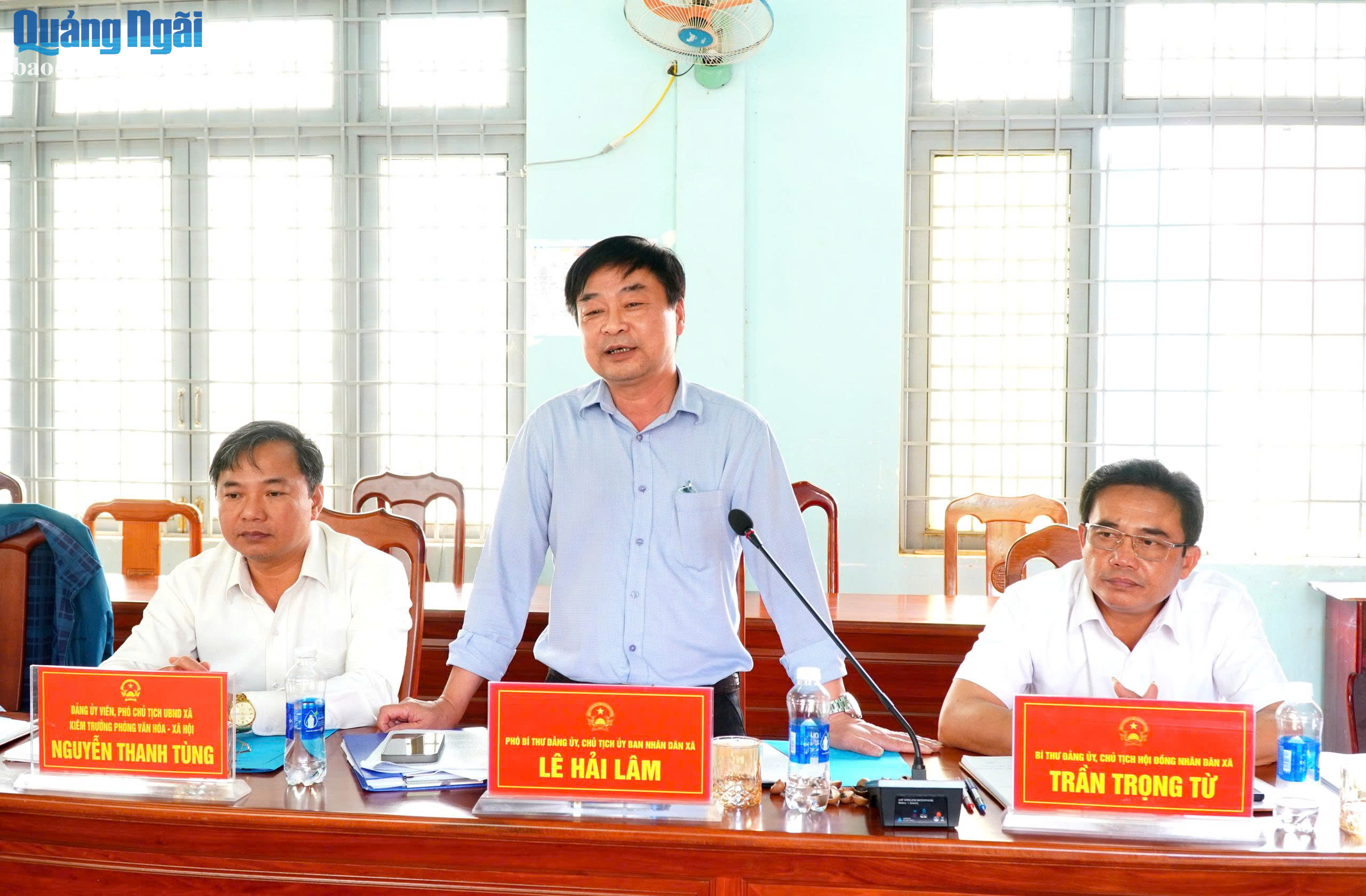 Ông Lê Hải Lâm - Chủ tịch UBND xã Xốp phát biểu tại buổi làm việc.