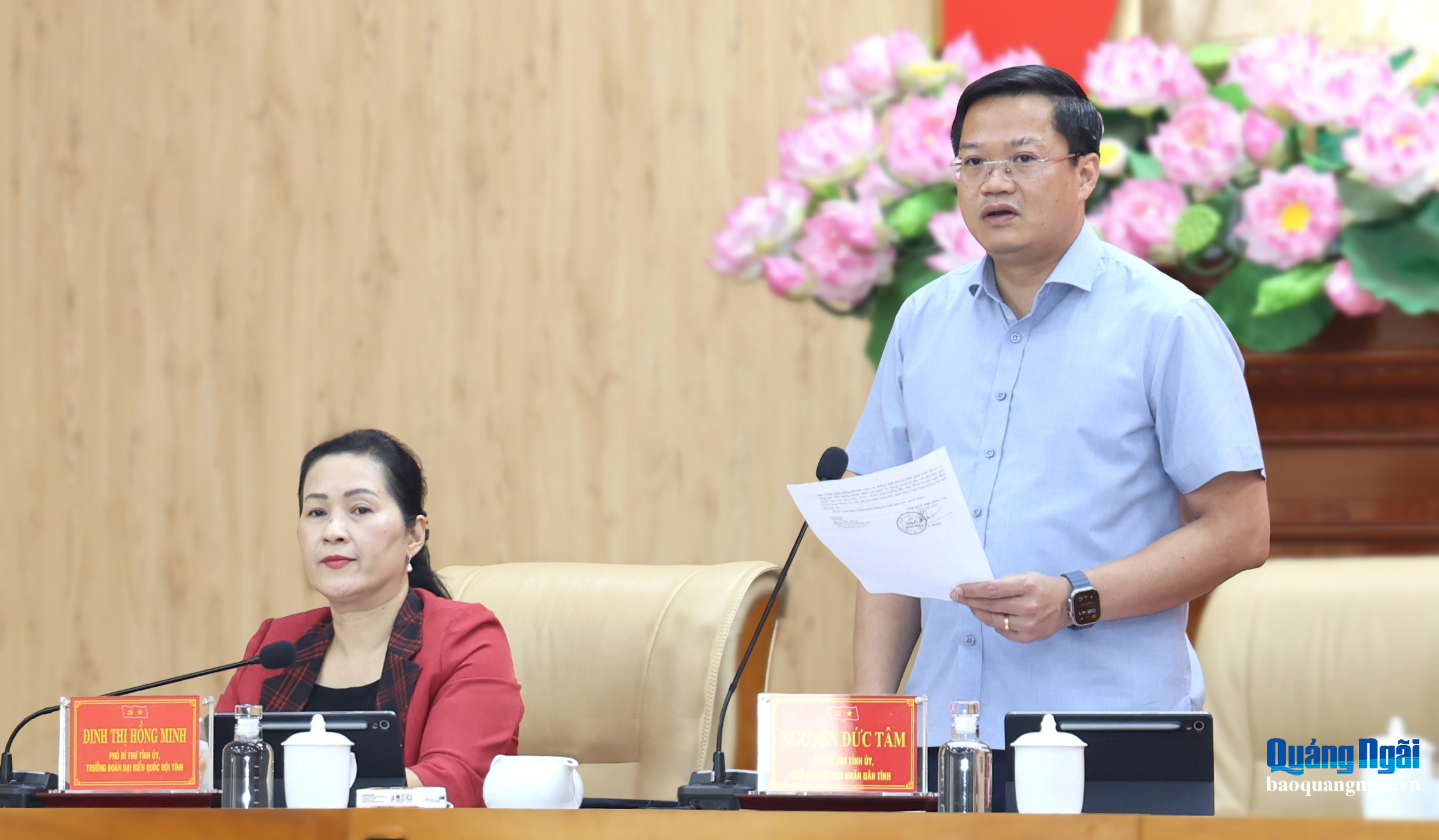 Phó Bí thư Tỉnh ủy, Chủ tịch UBND tỉnh Nguyễn Đức Tâm điều hành nội dung thảo luận.